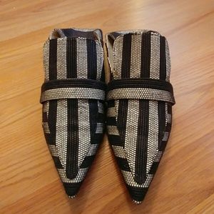 Zara striped Flat Mule Loafers size 8.5, 39